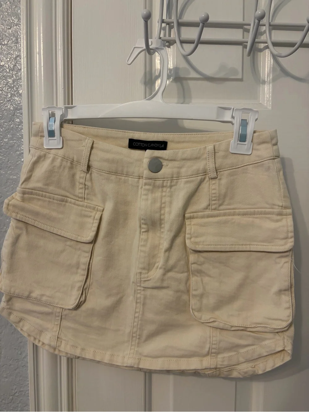 Cotton Candy LA Ivory Cargo Skirt with Front Flaps - Women